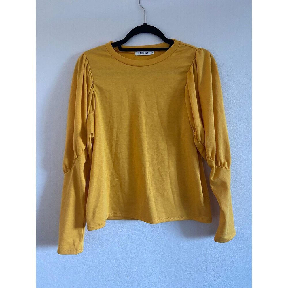 Farrow womens‎ Yellow blouse top shirt size Small Long Sleeve strut & bolt